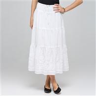 Long Tiered Skirt, White, medium