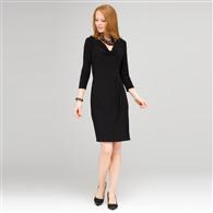 Cowl Drape Sarong Dress, Black, medium