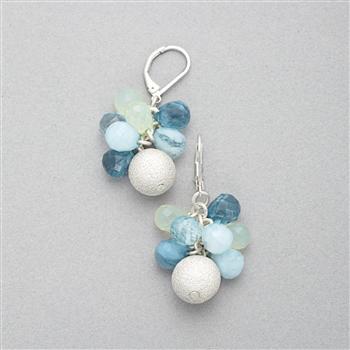Cluster Drop Earring, Silver, large