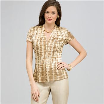 Short Sleeve Printed Blouse., , large