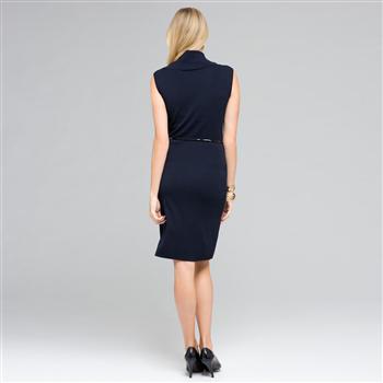 Sleeveless Belted Cowl Neck Dress, , large