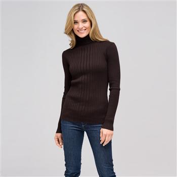 Long Sleeve Turtle Neck, Espresso, large