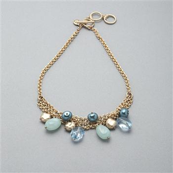 3 連ドロップネックレス, ブルー, large