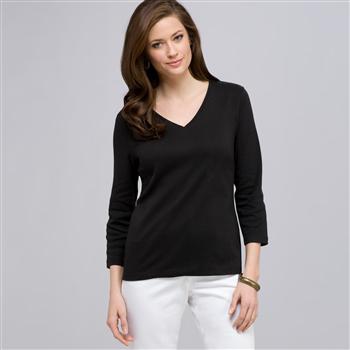 3/4 Sleeve V-Neck Top, , large