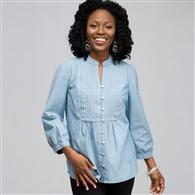 Camicia con davantino e manica a 3/4, bianco antico d&eacute;lav&eacute;, medium