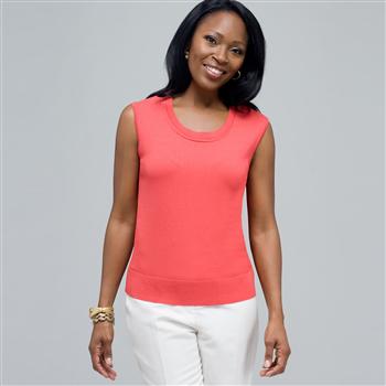 Scoop Neck Shell., New Coral, large