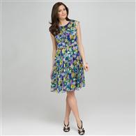 Floral Ruffly Seam Party Dress, Aloe Multi, medium