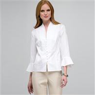 Camicia con chiusura a bottoni e maniche 3/4, Bianco, medium