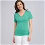 T-shirt col V &agrave; manches courtes, vert d'eau, small