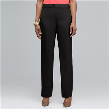 Pantalon droit en lin lavable, Noir, large