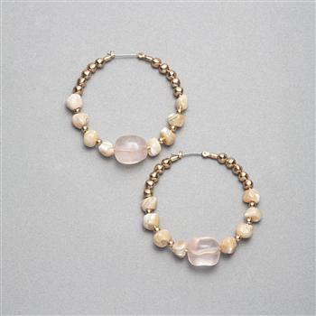 Pink and Gold Hoop Earring, , large