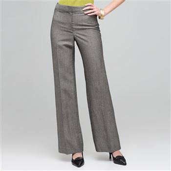 可洗经典款抵腰亚麻裤, 黑白混色, large