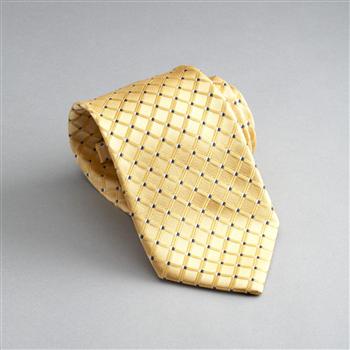 Cravatta in seta a quadretti, Giallo, large