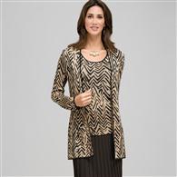 Cardigan con motivo a zig-zag, Alloro/Chino, medium