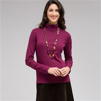 Long Sleeve Turtleneck Top, Plum Wine, large