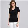 T-shirt col V &agrave; manches courtes, Noir, small