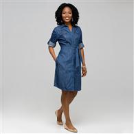 Belted Shirt Dress, Dark Stone, medium