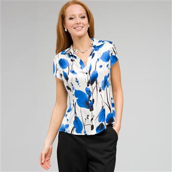 Floral Cap Sleeve Blouse, , large