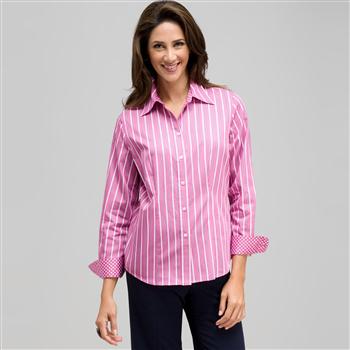 Striped Button Down with Pot Dot Cuffs, , large