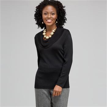 Collo ad anello drappeggiato, Nero, large