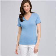 T-shirt a maniche corte con scollo a V, azzurro cielo, medium