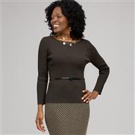 Maglia con cintura e scollo a barchetta, Alloro, medium