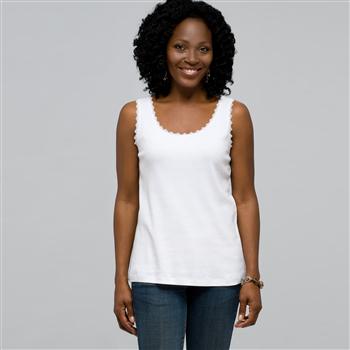 Lace Trim Tank, White, large