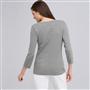3/4 Sleeve V-Neck Top, Grey Heather, small