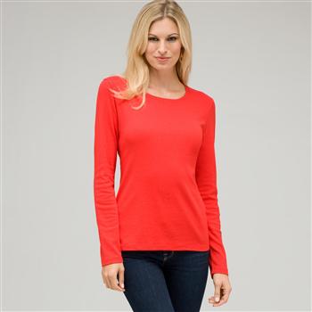 Maglia girocollo con manica lunga, Rosso fuoco, large