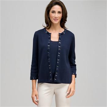 Trimmed Cardigan, , large