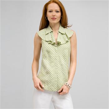Ruffle Front Sleeveless Blouse., , large