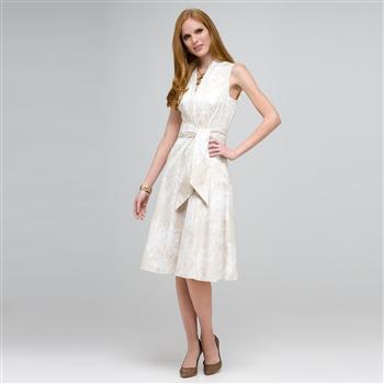 Neutral Floral Dress, , large