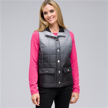 Mock Neck Quilted Vest, , large
