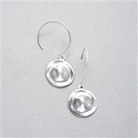 Hammered Silver Earrings, Worn Silver, medium