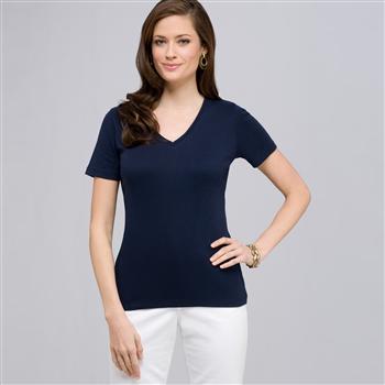 Short Sleeve V-Neck Tee, Swiss Navy, large