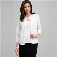 Cardigan girocollo, Bianco, medium