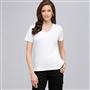 T-shirt col V &agrave; manches courtes, Blanc, small