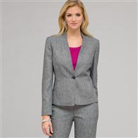 One Button Flat Front Jacket, Ink & White, medium