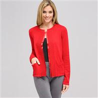Rib Trim Cardigan, Firecracker, medium