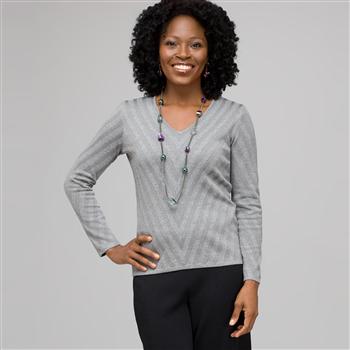 Long Sleeve V-Neck Sweater, , large