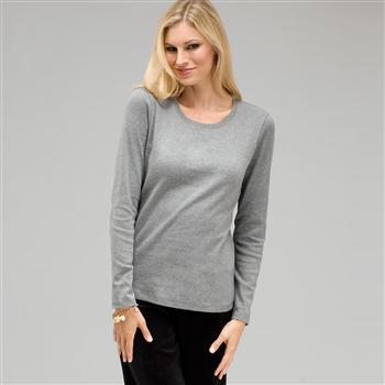 Maglia girocollo con manica lunga, Erica argento, large