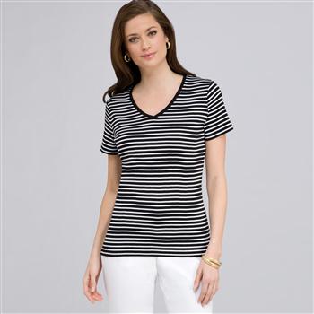 短袖圆领上衣, 黑色和白色, large