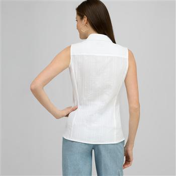 Sleeveless Button Down Blouse., , large
