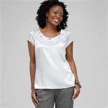 Beaded Jewel Neck Blouse, , large