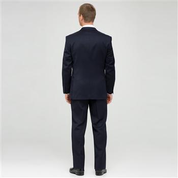 Navy Single Pleat Wool Suit, , large