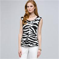 Top con paillettes a stampa animalier, Bianco e nero, medium