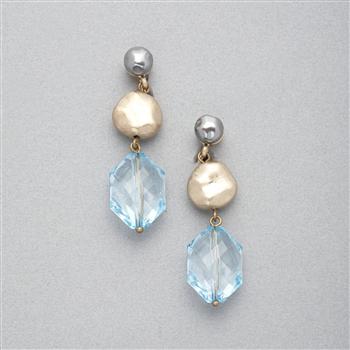 Blue and Gold Clip On Earring, , large