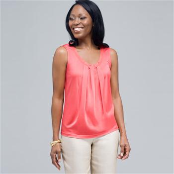 Sleeveless Pleated Top., , large