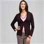 Cardigan a manica lunga con rouche sul davanti, Marrone, small