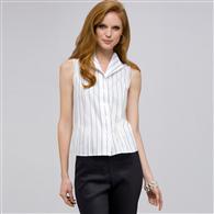 Camicetta rigata senza maniche no stiro easy care, Bianco m&eacute;lange, medium